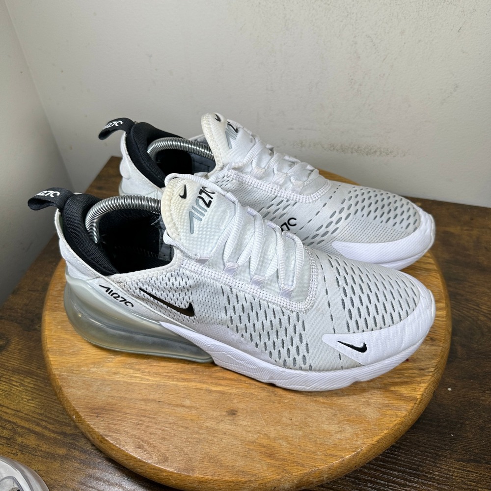 Nike Air Max 270 White Black Mens Size 9.5 AH8050-100 Running Shoes Sneaker